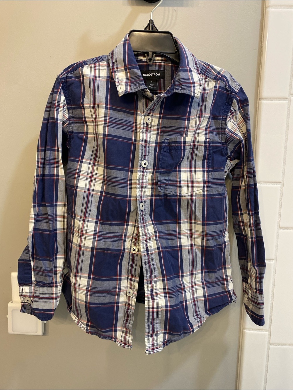 Nordstrom Navy Plaid Boy's Button-Down Shirt / Size 5 / VGUC